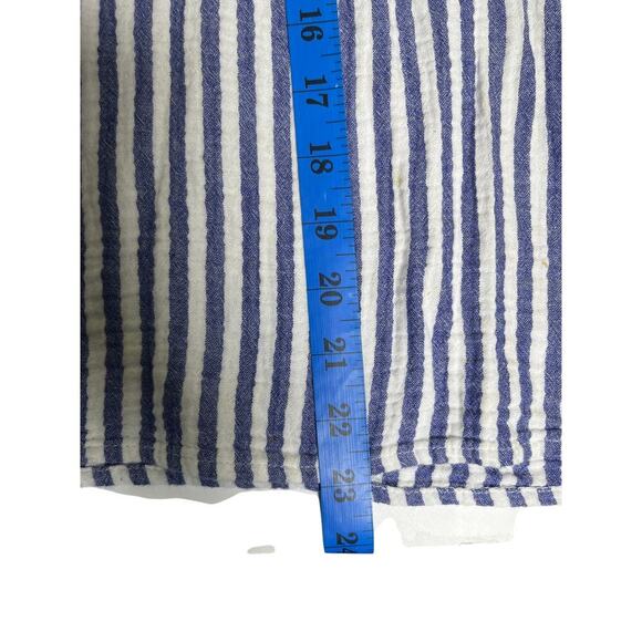 Universal Thread Striped Cotton Shirt M Blue White Button Front European Summer - Picture 9 of 9